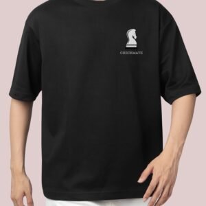 Men's Black Graphic Printed Oversized T-shirt