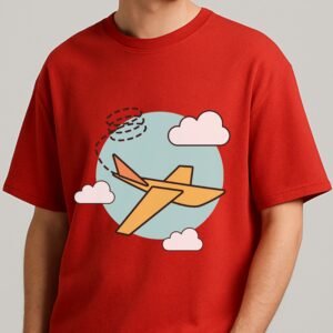 Men's Red, Graphic Printed Oversized T-shirt